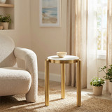 Zuo Modern Noan Side Table White & Gold
