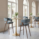 Zuo Modern Poise Barstool Azure Gray & Walnut