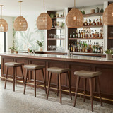 Zuo Modern Divat Barstool (Set of 2) Taupe & Walnut