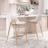 Zuo Modern Desi Counter Stool (Set of 2) White & Gold