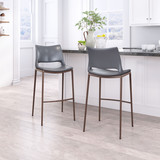 Zuo Modern Ace Barstool (Set of 2) Dark Gray & Walnut
