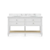 Villa & House - Sienna 2-Drawer Table with 60" Marble Vanity Top, Vanilla