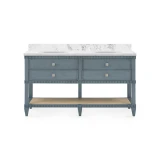 Villa & House - Sienna 2-Drawer Table with 60" Marble Vanity Top, Foggy Horizon