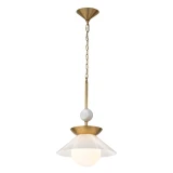 Lucas + McKearn Saucer 1 Light Mini Pendant in Aged Brass 