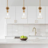 Lucas + McKearn Staring 1 Light Mini Pendant in Clear Glass with Antiqued Gold Leaf Finish