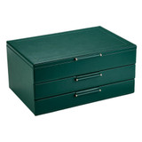 WOLF x Fiona Howard Sophia Jewelry Box with Drawers in Forest Green Fruit Botanical
