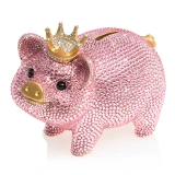 Jay Strongwater Gatsby Pave Crystal Piggy Bank with Crown