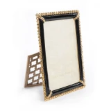 Jay Strongwater Lorraine Stone Edge 4" x 6" Crystal Picture Frame in Jet Black