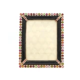 Jay Strongwater Emilia Stone Edge 3" x 4" Crystal Picture Frame with Jewel