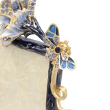 Jay Strongwater Fray Dutch Floral 3" x 4" Crystal Picture Frame in Delft Garden