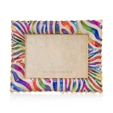 Jay Strongwater Wyatt Zebra 5" x 7" Rainbow Crystal Picture Frame