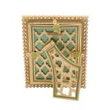 Jay Strongwater Emilia Stone Edge Leaf Green 3" x 4" Crystal Picture Frame