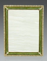 Jay Strongwater Lucas Stone Edge Leaf Green 5" x 7" Crystal Picture Frame