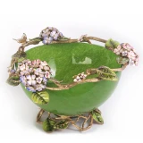 Jay Strongwater Sophie Hydrangea Green Glass Bowl