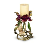 Jay Strongwater Meredith Floral 9" Pillar Candle Holder - Brocade