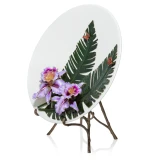 Jay Strongwater Catalina Orchid & Banana Leaf Platter with Stand