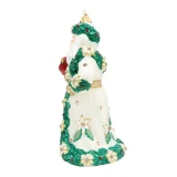 Jay Strongwater White and Gold Poinsettia Santa Ornament