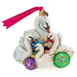 Jay Strongwater Seven Swans-A-Swimming Glass Ornament