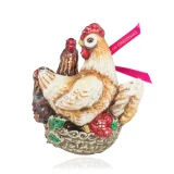 Jay Strongwater Three French Hens Glass Ornament