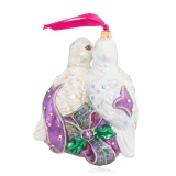 Jay Strongwater Two Turtle Doves Glass Ornament