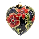 Jay Strongwater Dark Night Floral Heart Glass Ornament
