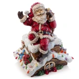 Jay Strongwater Rooftop Santa Music Figure - Jingle Bells