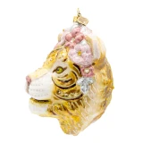 Jay Strongwater Metallic Tiger with Flower Crown Glass Ornament