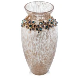 Jay Strongwater Norah Bejeweled 8" Vase - Peacock