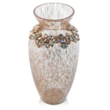 Jay Strongwater Norah Bejeweled 8" Vase - White Opal