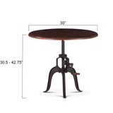 World Interiors - Artezia 30" Height Adjustable Crank Side Table in Walnut