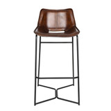 World Interiors - Brisbane Stanley Bar Chair in Hand Washed Chestnut Leather