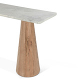 World Interiors - Caldera Console Table with White Travertine and Light Oak Base