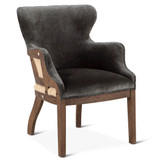 World Interiors - Charles Armchair in Gray Velvet with Exposed Frame