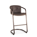 World Interiors - Chiavari Bar Chair in Antique Ebony Leather and Steel