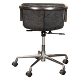 World Interiors - Chiavari Swivel Office Chair in Antique Ebony Leather and Antique Zinc
