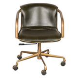 World Interiors - Chiavari Swivel Office Chair in Emerald Green Leather and Antique Gold