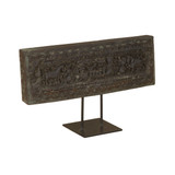 World Interiors - Curio 20" Carved Wood Panel on Iron Stand
