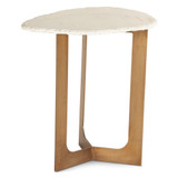 World Interiors - Fresno 24" Side Table in White Marble and Antique Brass Base