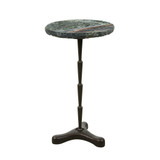 World Interiors - Harbor 15" Accent Table with Green Bidasar Marble and Iron