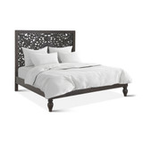 World Interiors - Haveli Carved King Bed in Vintage Brown