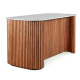 World Interiors - Kensington 68" Kitchen Island in Natural Acacia with White Marble Top