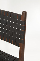 World Interiors - Lisbon Dining Chair in Black Leather with Royal Brown Finish