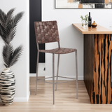 World Interiors - Lund 17in Buffalo Leather and Iron Bar Chair Brown