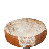 World Interiors - Melbourne 16in Brown Cowhide Leather and Iron Bar Stool
