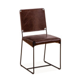 World Interiors - Melbourne Dining Chair in Chocolate Leather and Iron
