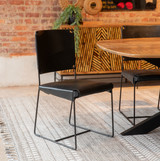 World Interiors - Melbourne Dining Chair in Black Buffalo Leather and Iron