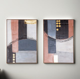 World Interiors - Abstract Horizons Hand Painted Framed Diptych