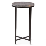 World Interiors - Mumbai 17" Side Table in Grey Septarian with Iron Base