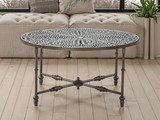 World Interiors - Ozark 40" Coffee Table with Floral Horn Inlay and Iron