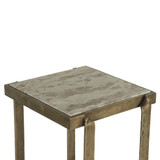World Interiors - Rhodes 20" Side Table with Marble and Antique Brass